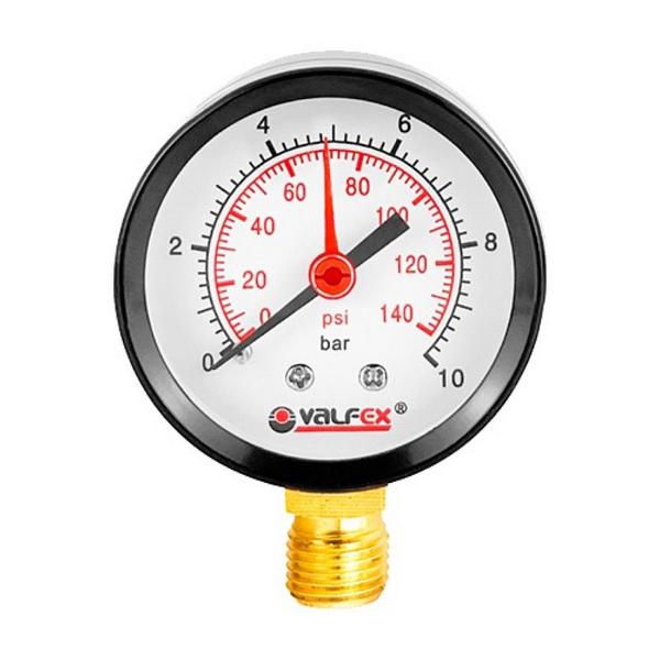 Манометр радиальный (ниж.подкл.) с контрольной стрелкой, 50 мм, 1/4", 6 бар VALFEX (100)