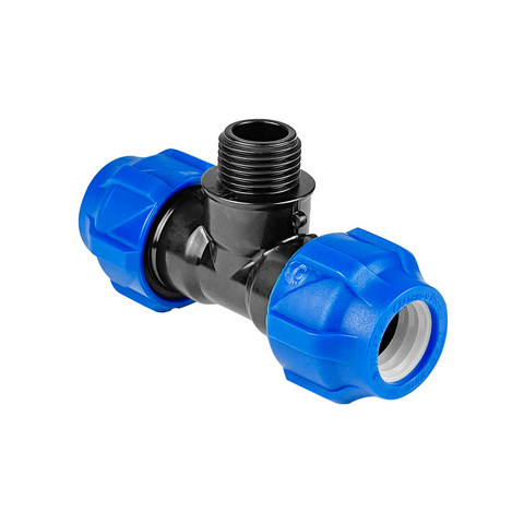 Тройник ПНД компр. переходной с наружной резьбой 20-1/2"-20 (100/25) VALFEX