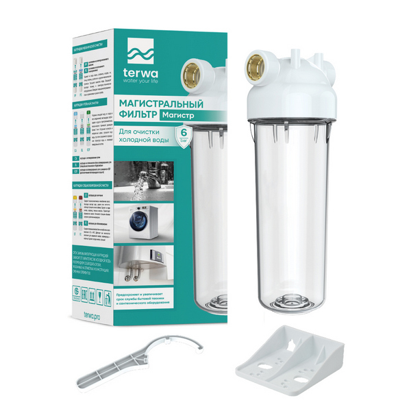 Магистральный фильтр для холодной воды Terwa Магистр 10SL 1/2", РОССИЯ, Ш/К:4816071300897
