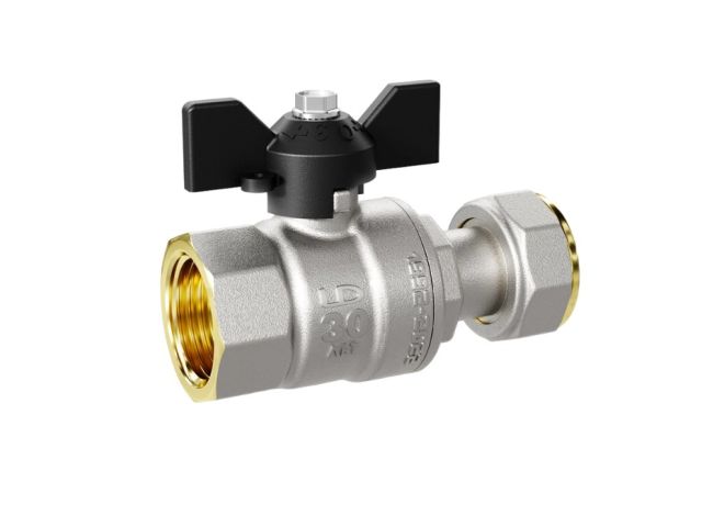 Кран шаровый с накидной гайкой 1/2" вн.-вн. бабочка, LD, арт.LD.47.346.15