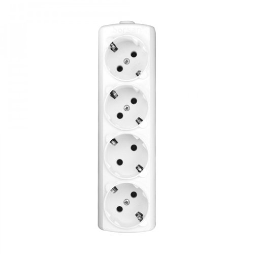 Колодка 4гнезда с/з белая, арт.BR-1554-0