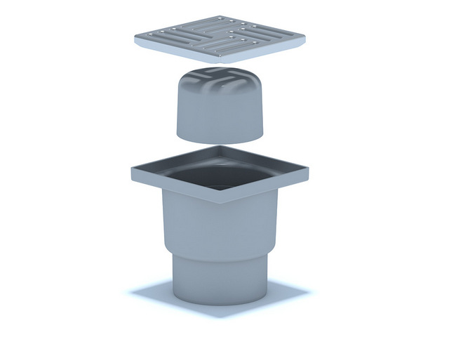 Трап верт. нерегул. с вып.110мм, с решеткой из нерж. стали 15х15 ТА1212  / (РФ)