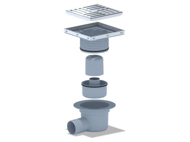 Трап гориз.вып.50 рег.с решеткой из нержавеющей стали 15х15 TA5612  / (РФ)