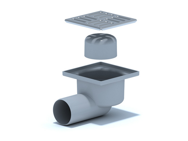 Трап гор. нерегулир. с вып.50мм с нерж.решеткой 100*100 TA5102  / (РФ)