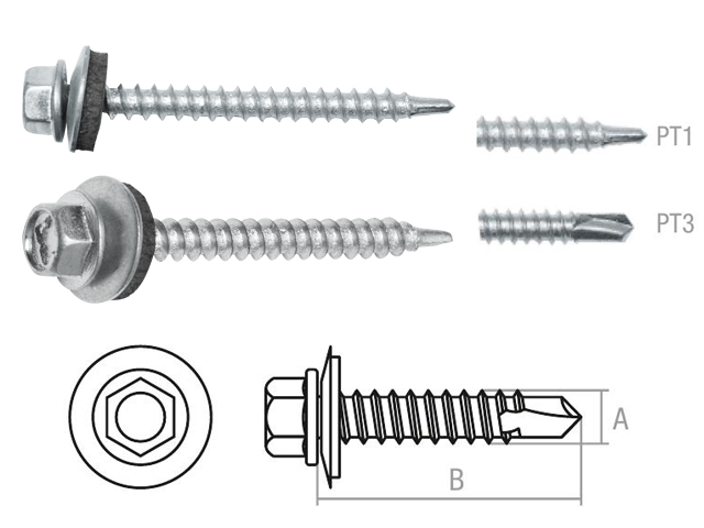 Саморез кровельный 4.8х19 мм цинк, шайба с прокл., PT1 (100 шт в пласт. конт.) STARFIX, арт.SMP2-838