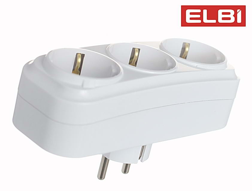Разветвитель 3-местный с/з 16А 250В, белый, ELBI, арт.505-000200-805