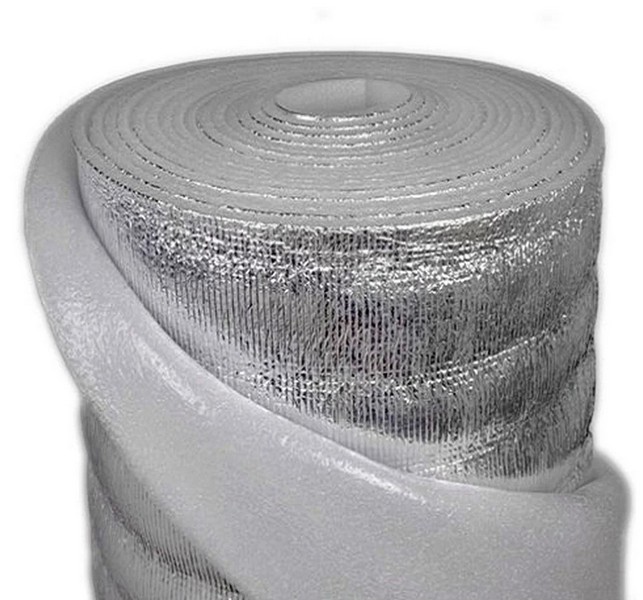 Полоса теплозвукоизоляционная покрытая металлизированной пленкой с одной стороны толщиной 5 мм.