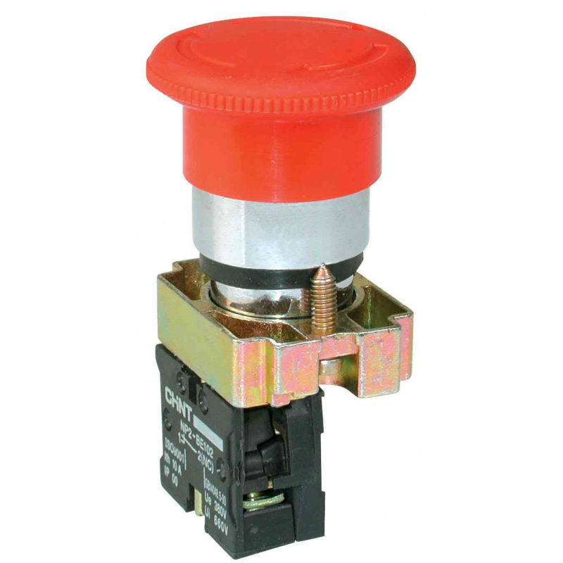 арт. 574846, Кнопка управления "Грибок" d40мм (2) с самовозвратом NP2-BC42 без подсветки красная 1НЗ