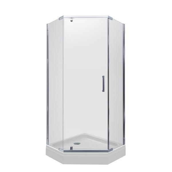 ДО "Дека-Хром" 90*90, пятиуг. низ. подд.(3 места+сифон D90мм)