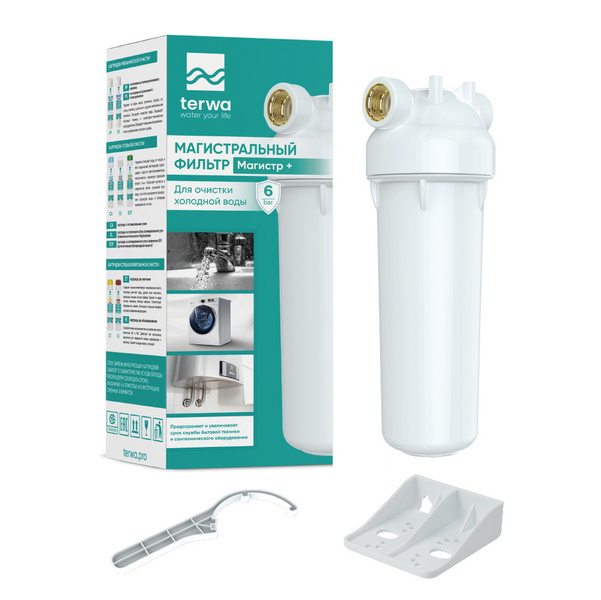 Магистральный фильтр для холодной воды Terwa Магистр+ 10SL 1/2", РОССИЯ, Ш/К:4816071300972