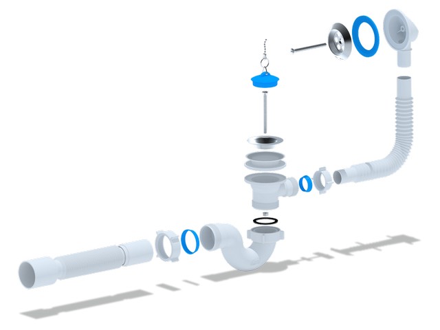 Сифон Ани для ванны с выпускоми переливом 1 1/2" с г/т 40х50, стр. пр. Россия. Артикул E155