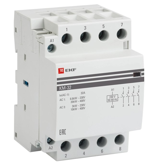 Контактор модульный КМ 32А 4NО (3 мод.) EKF PROxima, Китай