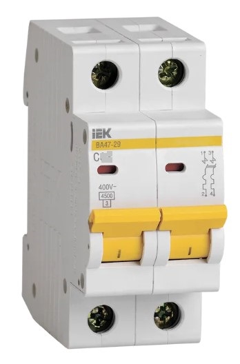 Автоматический выключатель ВА47-29 2P 63A 4,5кA х-ка C, ИЭК, арт.MVA20-2-063-C