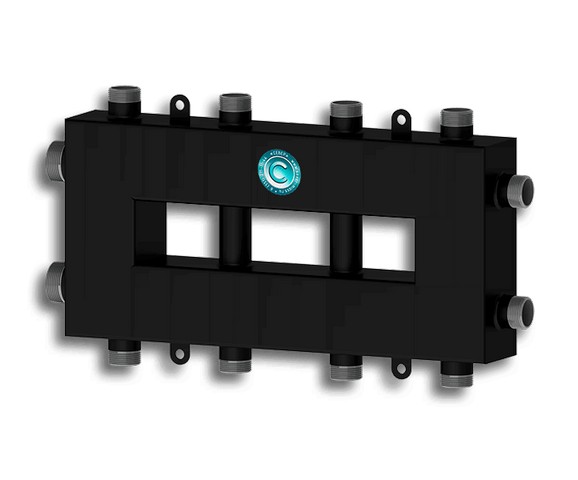 Разделитель гидравлический совмещенный с коллектором Север-Мини 4 черный, арт.1925090