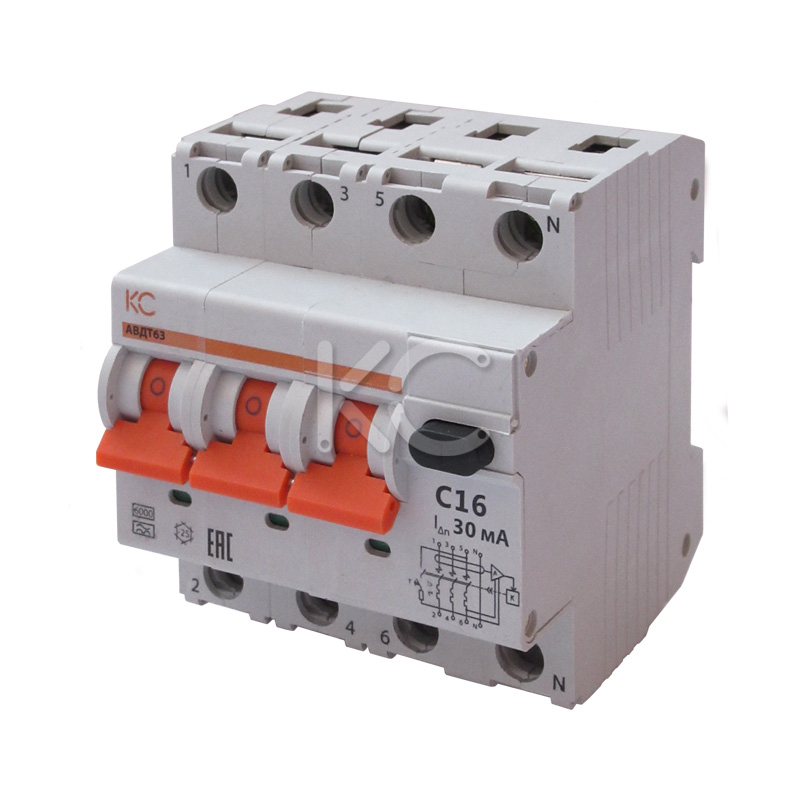 Дифавтомат АВДТ-63 3P+N 20A 30mA 6kA х-ка C, КС, арт.72904