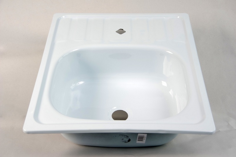 Мойка стальная эмалированная унифицированная накладная с одной чашей, с отверстием для установки цен