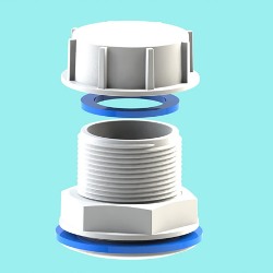 Б-2 Отвод из бака пласт. в сборе с внешней резьбой 3/4" с крышкой (Украина)