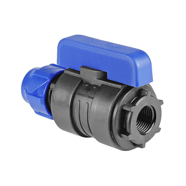 Кран шаровой ПНД компрессионный цанга — внутренняя резьба разборный 20х3/4" (50/10) (Valfex)