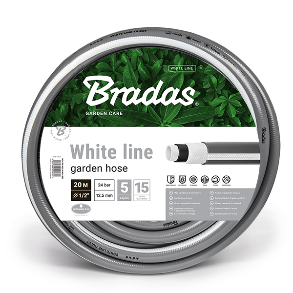 Шланг ПВХ поливочный пятислойный BRADAS WHITE LINE 3/4" 50м