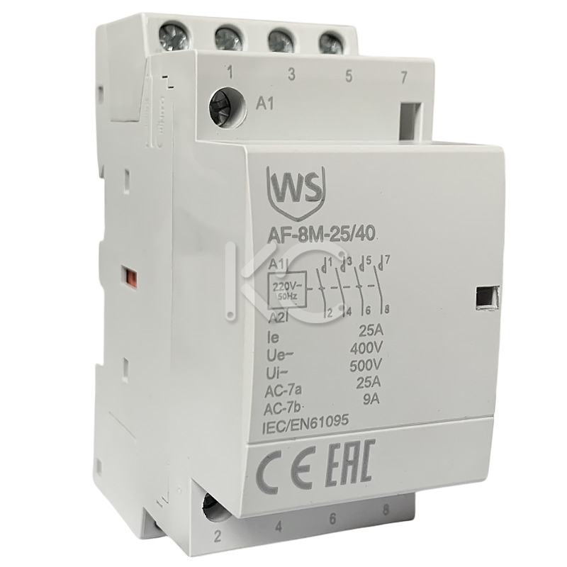 Контактор модульный AF-8M-20/22 20A 2НЗ+2НО 220В AC 50Гц 2 мод.(R) Wilderness, арт.2022-220AC2-8M