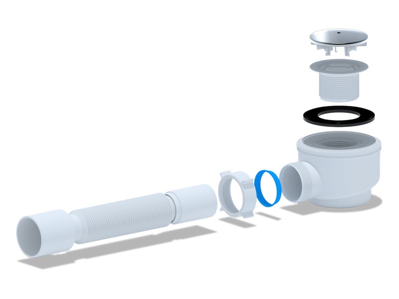 Сиф. для душ. под.1 1/2**50с г/т 375*40/50 хром, стр. пр. Россия. Артикул E415C