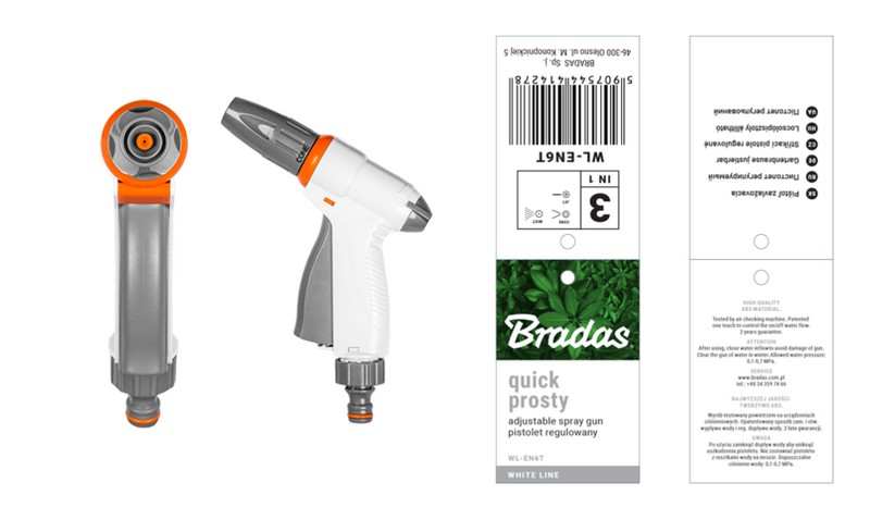 WL6ТK Разбрызгиватель-пистолет QUICK простой регулир. White Line на картонке (Польша)