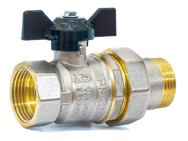 Кран шаровый 1/2" нар.-вн. бабочка (со сгоном) PN40, LD, арт.LD.47.306.15