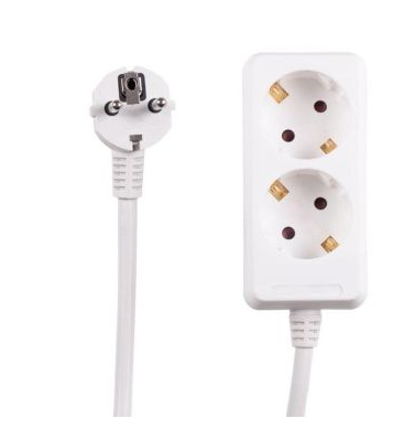 Удлинитель 3метра 2гнезда с/з 10А белый ПВС 3*1,5, ЕТР, арт.77201