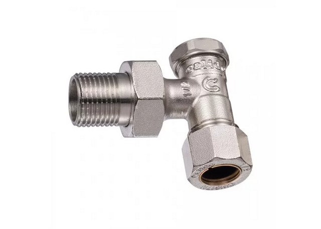 Кран Calido радиаторный угловой, 1/2", на обратку, для медной трубы DN15 (серия ESKIMOS)
