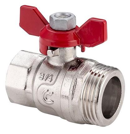 Кран Calido шар., 3/4" (вн) x 1" (нар), д/коллект. под плоск. упл., ручка-бабочка (кр.) (сер. S30)