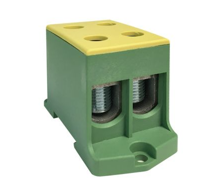 Клемма силовая вводная двойная КСВ 16-50 желто-зеленая, EKF PROxima, арт.pls-kvs2-16-50-y-green