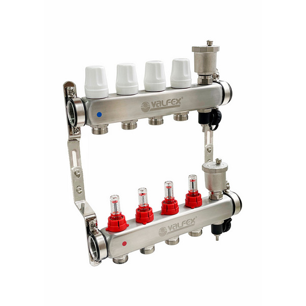 MFB3, Коллекторная группа CF нерж сталь 3 вых. в сборе с автоматическим воздухоотводчиком, расходоме