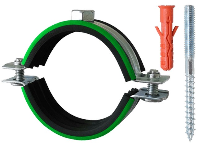Комплект/ Хомут сантехнический Mayer со шпилькой 10х100 и дюбелем д/труб 6" (162-170мм) гайка М10