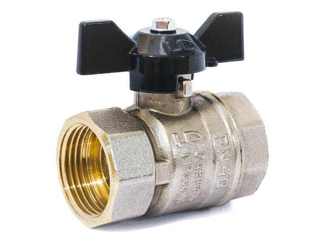 Кран шаровый 1" вн.-вн. бабочка PN40, LD, арт.LD.47.300.25