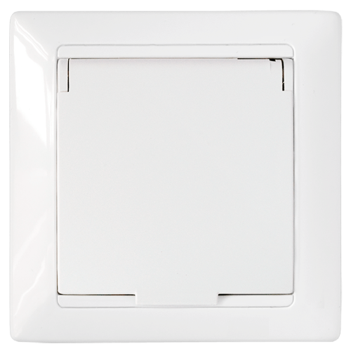 Розетка 1-ая с крышкой (cкрытая, с/з) белая, Стиль, Bylectrica, арт.РС16-364