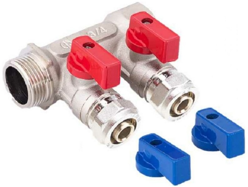 Коллектор универсальный для МП труб с шар. кранами и евроконусом FM 3/4", 16x2, СС03933, AQUALINK