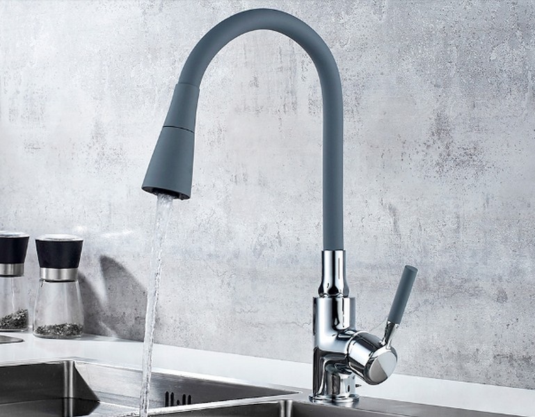 Ledeme L4199-9 Смеситель для кухни с гибким изливом СЕРЫЙ (10)
