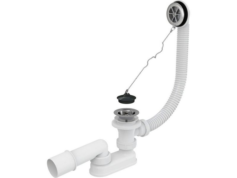 Сифон для ванны хромированный, Alcaplast, арт.A501-VE-01