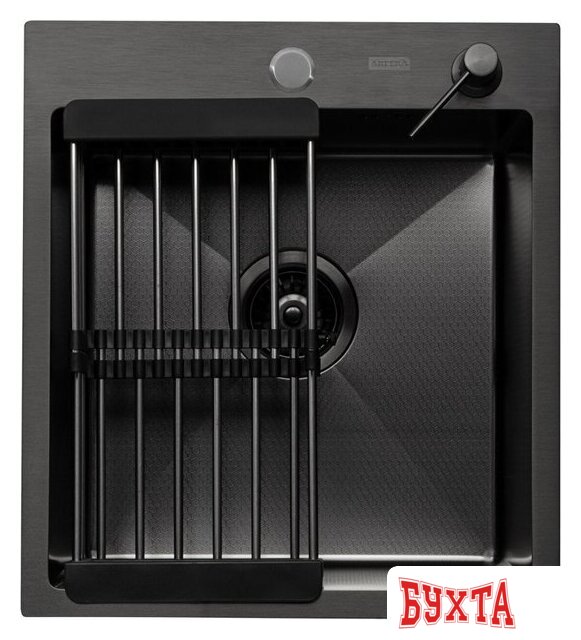 Кухонная мойка ARFEKA Eco AR мойка 450*500, коландер, дозатор Black 1