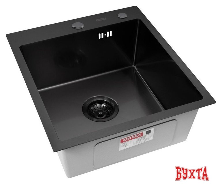 Кухонная мойка ARFEKA Eco AR мойка 450*500, коландер, дозатор Black 5
