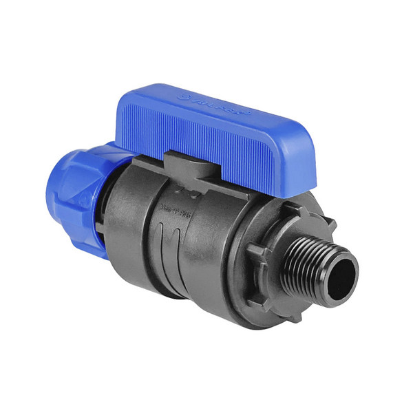 Кран шаровой ПНД компрессионный цанга — наружная резьба разборный 25х1/2" (36/6) (Valfex)