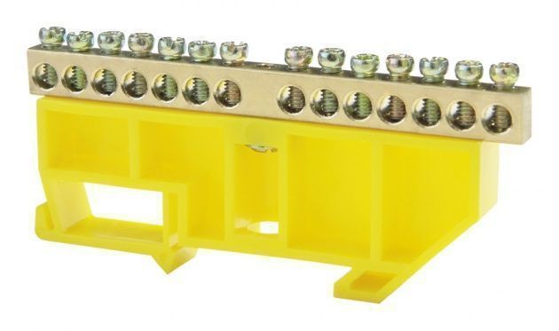 Шина "N" DIN-изолятор 10Р желтый, ИЭК, арт.YNN10-69-10D-K05