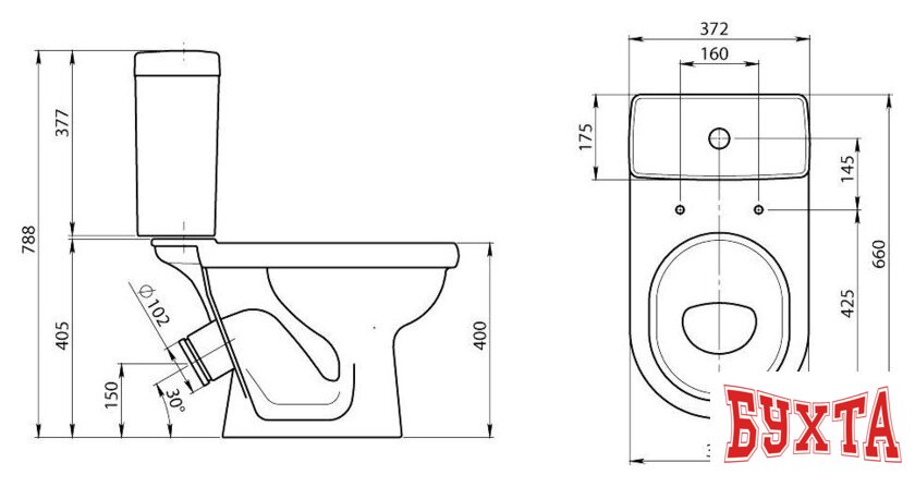 Унитаз Santeri Визит крап на белом [1.P405.3.S01.00B.F] 3