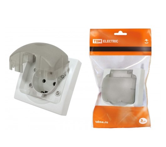 Розетка 1-ая IP54 (cкрытая, с/з), Вуокса, TDM, арт.SQ1803-0108