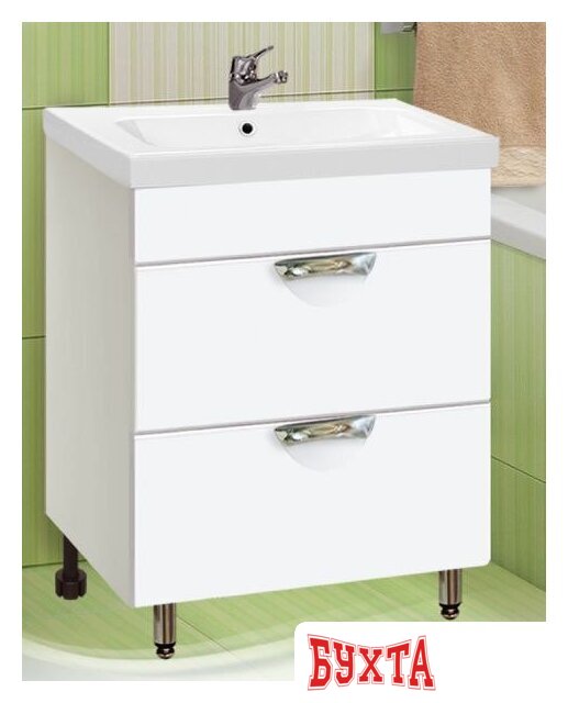 Мебель для ванных комнат Vako Тумба под умывальник Ника Como 80 (белый, 2 ящика)