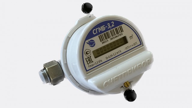 Газовый счетчик малогабаритный бытовой СГМБ-3.2, страна происхождения - РОССИЯ