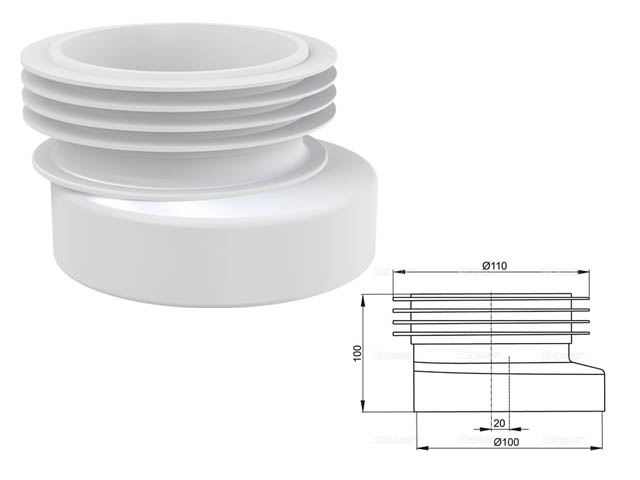 Манжета для унитаза эксцентрическая, Alcaplast, арт.A990