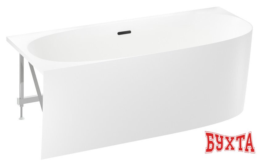 Ванна Wellsee Belle Spa 2.0 170x75 235805003 (пристенная ванна (левая) белый глянец, экран, каркас, сифон-автомат матовый черный) 2