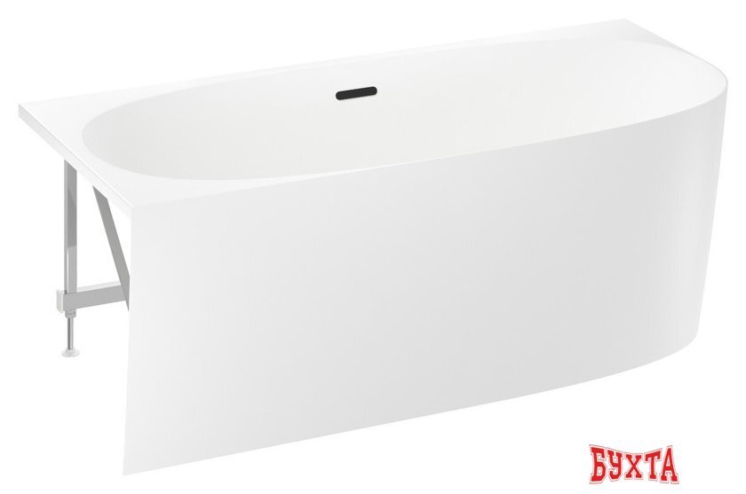 Ванна Wellsee Belle Spa 2.0 160x75 235802003 (пристенная ванна (левая) белый глянец, экран, каркас, сифон-автомат матовый черный) 2