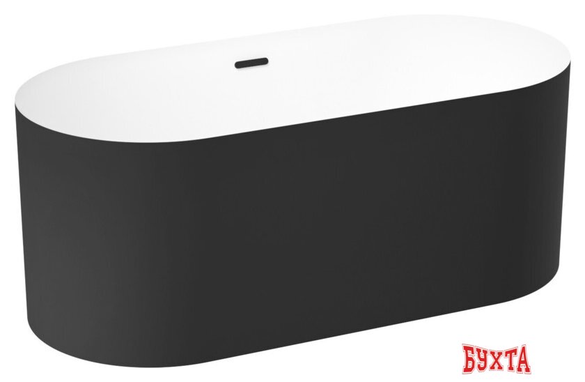 Ванна Wellsee Chalice Perfection 166x77 230603003 (отдельностоящая ванна белый глянец/мат. черн., экран, ножки, сифон-автомат матовый черный) 2